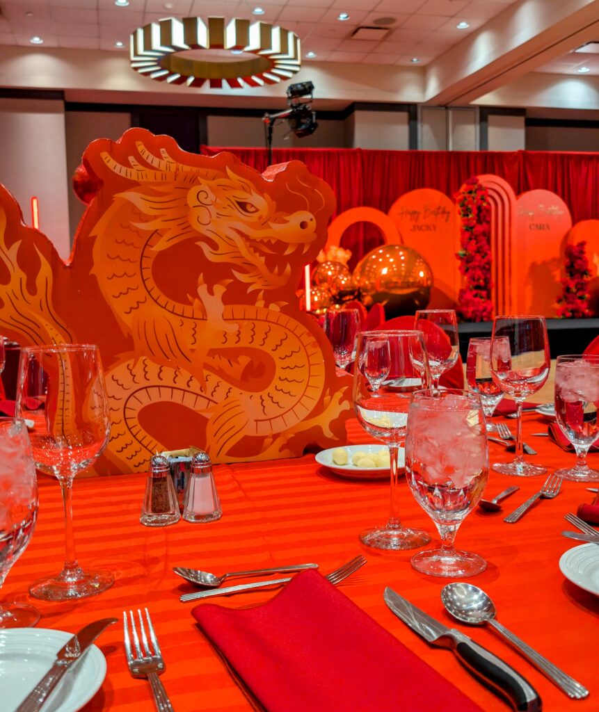 red dragon centrepiece printed coroplast foam