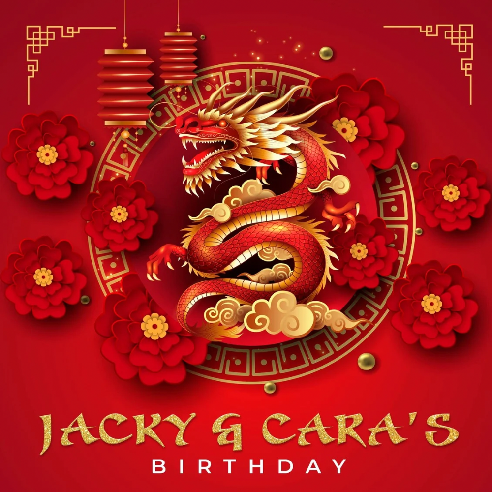 red dragon, red roses, chinese birthday, asian birthday